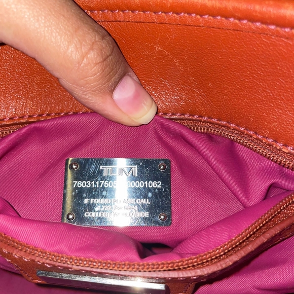 Tumi Vintage Nylon and Leather Signature Small Tote Bag Orange and Pink - Picture 6 of 10